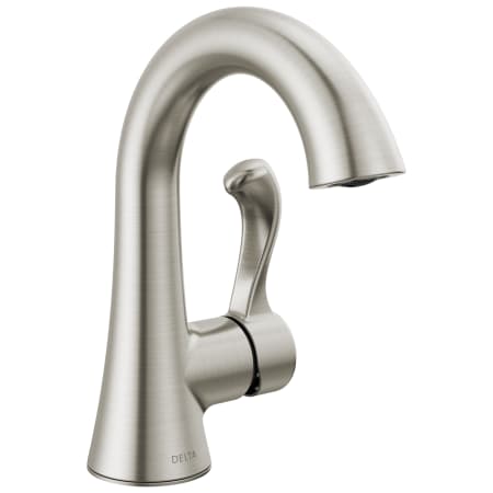Delta Esato 1.2 GPM Single Hole Bathroom Faucet with Push Pop-Up Drain Assembly and Optional Escutcheon Plate SpotShield Brushed Nickel